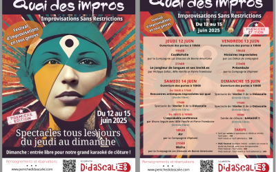 Affiche festival Quai des impros à Nevers par philippe-sahuc, France, programme d’improvisation coloré et inclusif